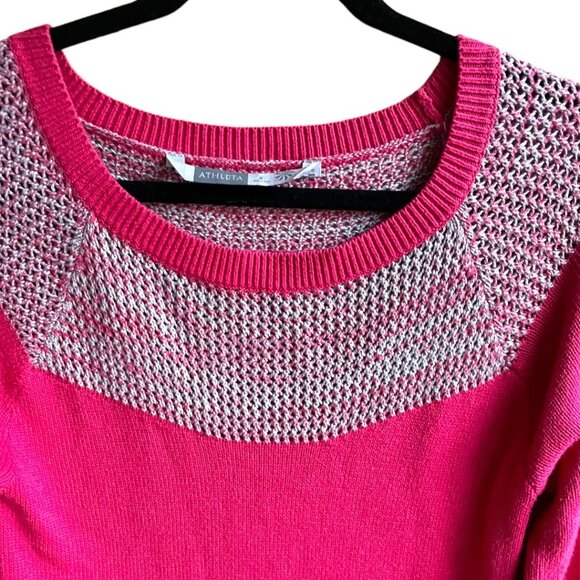 Athleta Size S Pink Cashmere Long Sleeve Round Neck Fair Isle Sweater Dress - Picture 4 of 8